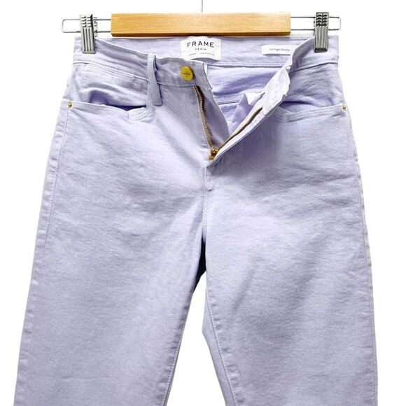 FRAME Denim Le High Skinny Raw Hem Ankle Jeans in Lavender Purple Size 26 | 2 - Picture 7 of 15